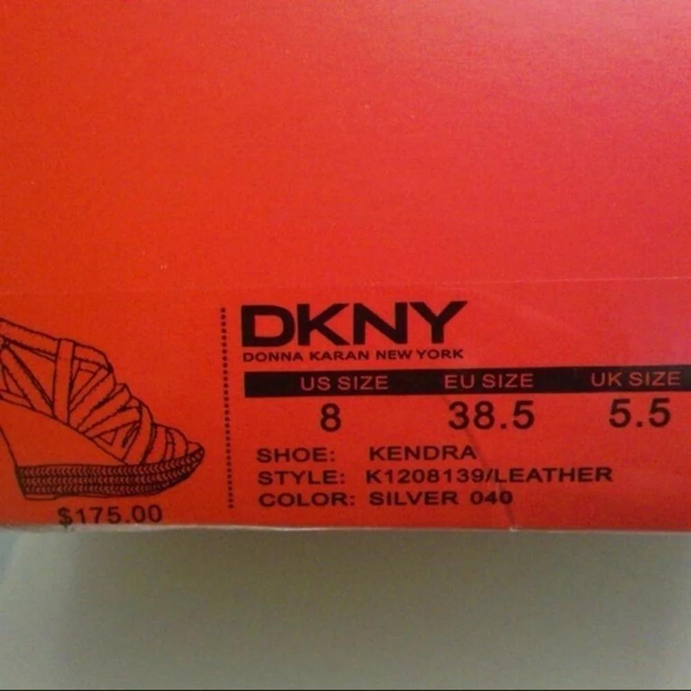 NEW $175 DKNY Silver Platform Espadrilles Sz 8